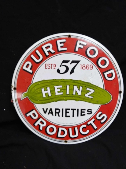 11" Ande Rooney's porcelain enameled advertising sign Heinz 57 products