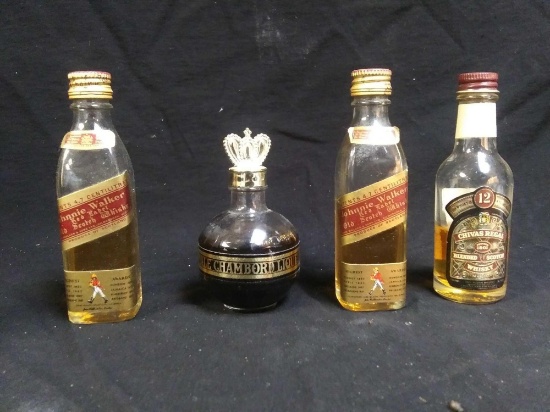 (4) Mini Bottles with Contents, Unsealed