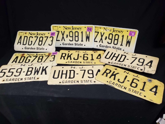 9 Vintage NEW JERSEY License Plates
