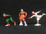 Trio of LIONEL BARCLAY LEAD FIGURE ICE SKATER VINTAGE 1940s Patina