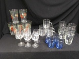 (5) Groupings of Glass Drinking Vessels, Many shapes, colors, and Sizes