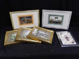 Nice Framed Grouping Including French Prints and Old Postcards