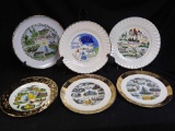 (6) Collectible States Plates, Golden / Gilded Edges and Trim