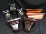 7 Pc Wood/Resin Wall Shelves/Curtain Supports