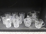 40 Oz Square Pitcher Prescut Clear by ANCHOR HOCKING with 8 Glasses, Sugar, and Creamer