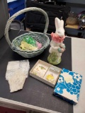 Easter grouping including handmaid greetings and Lacey handkerchiefs