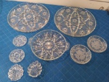 (9) Pc Vintage Pressed Glass Pcs Including Star of David