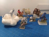 Group of Bird Figures Including HULL POTTERY SWAN PLANTER AND (3) Gorham Musical Statuettes