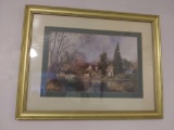 Framed and Matted Behind Glass Mountain Town Print