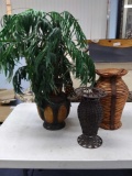 Trio of Pier One style, jungle type themed Decor pots