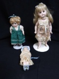 Trio of Petit Ceramic Reproduction Dolls