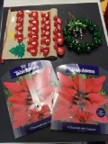 (2) New Holiday Poinsettia Placemats Sets, Advent Calender, and Jingle Wreath