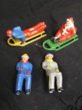 (6) Pc BARCLAY VINTAGE Lead Sledders, Santa, Seated Figures