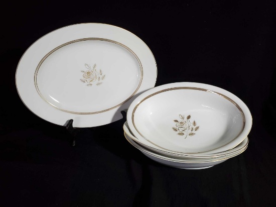 4 Beautiful & Rare ROSENTHAL Germany Rosenthal Rose serving platter and bowls