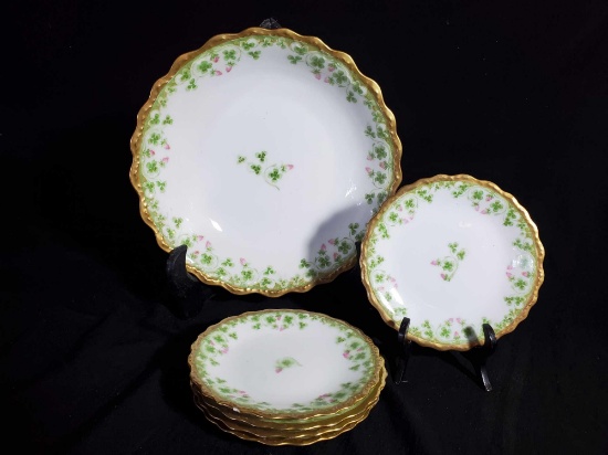 Vintage LIMOGES France CORONET Serving bowl with 5 plates