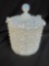 Lovely Fenton Opalescent Carnival Glass Daisy & Buttons Pattern Covered Candy Dish