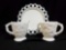 Vintage WESTMORELAND Bramble Milk glass Creamer and open Sugar with plate