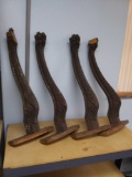 4 Antique Clawfoot Table Legs with Steel Casters