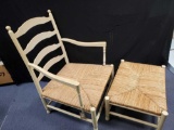 Rush seat Chair and ottoman