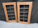 Pair of Iron bar and wood open shutters/doors, GREAT iron locking mechanisms and hinges