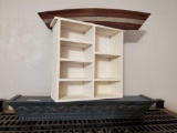 Trio of Accent Shelves including boat, carved wood, and compartments