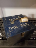 Vintage Wood BOAT TOOL-BOX with brass accents, rimmed tray