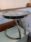 Modern Circular Brass and Glass Side Table