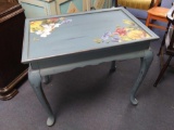 Adorable Baby Blue Tea Table with Hand painted Floral Accents