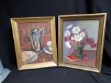 (2) Original paintings - still life and floral, framed