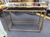 Mirrored and Golden Metal Dual Nesting Console Tables