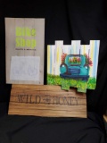 Wood Art grouping including Honey, vintage Truck and Bike Shop