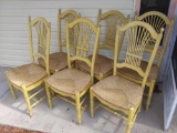 (8) Vintage Yellow Fan-back Dining Chairs