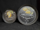 (2) vintage French Tart metal Decor trays France, Lemons, Paris,