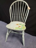 Hand-painted ETHAN ALLEN Chair with Sunflowers, Duck egg blue