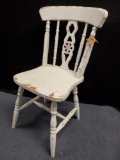 Shabby Chic white wooden chair, solid