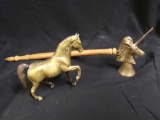 Half Brass Half Bronze? Horse Figure and Brass Unicorn candle Snuffer