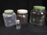 (4) Vintage Glass Jars with Lids