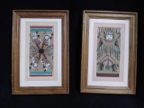 Pair of Authentic Navajo Sand Art framed artwork
