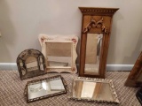 Mirror grouping including Vanity tray, wall hanging, wood and metal