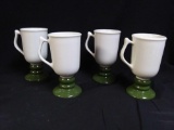 (4) Vintage Green Hall Irish Pedestal Mugs