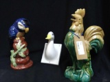 Rooster and Parrot Ceramics with Charming Duck Wall hanger