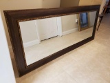 Very Long, Gorgeous, Espresso and Gold Framed Beveled Mirror