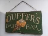 Awesome Live Edge Wooden Duffer's Dairy Bar Hanging Sign