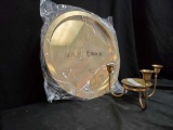 Brass grouping including New IKEA serving/decor tray plus brass candleabra