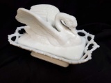 Vintage Westmoreland Milk glass Swan Covered Box/ dish