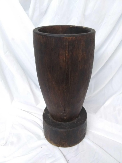 Old Hollowed Out Wooden Candle Holder
