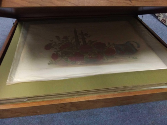 (18) Gorgeous Franklin Mint Flowers of America Signed Lithographs in Heavy Wooden Portfolio Box