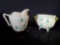 BELLEEK Porcelain shamrock Creamer and sugar