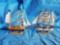 (2) vintage Wooden model ships, St. Thomas, unnamed