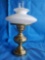 1 (of 2) vintage HURRICANE Lamp, Brass and Milk Glass shade